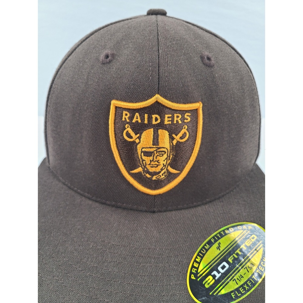 210 Fitted Las Vegas Raiders UPS Mashup Hat Brown Gold Flat Brim 7 1/4 - 7 5/8